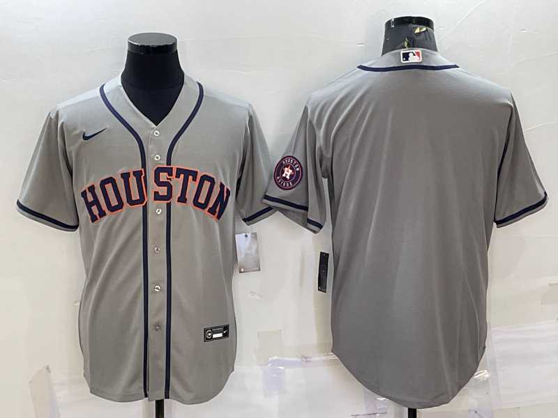 Mens Houston Astros Blank Grey With Patch Stitched MLB Cool Base Nike Jersey->houston astros->MLB Jersey